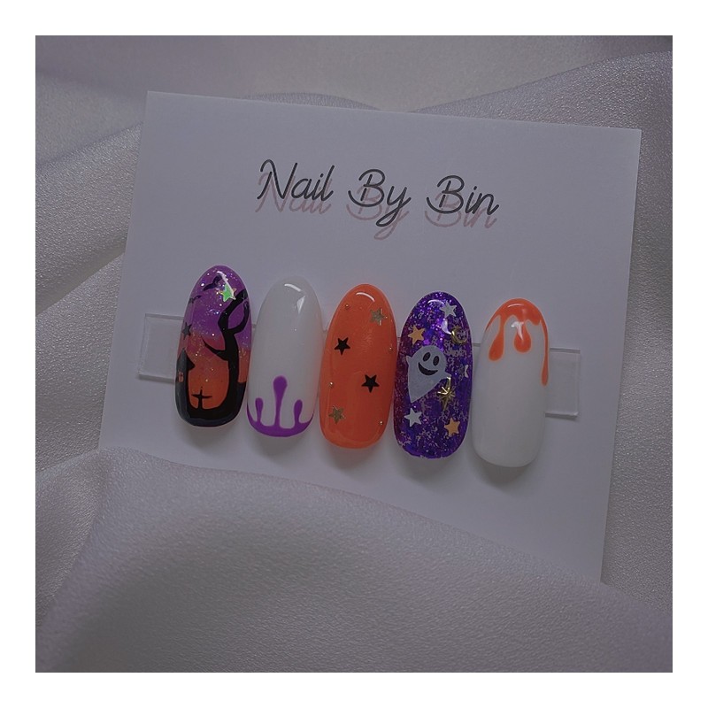 [Halloween] Halloween party nails - Short Oval / [할로윈] 할로윈파티