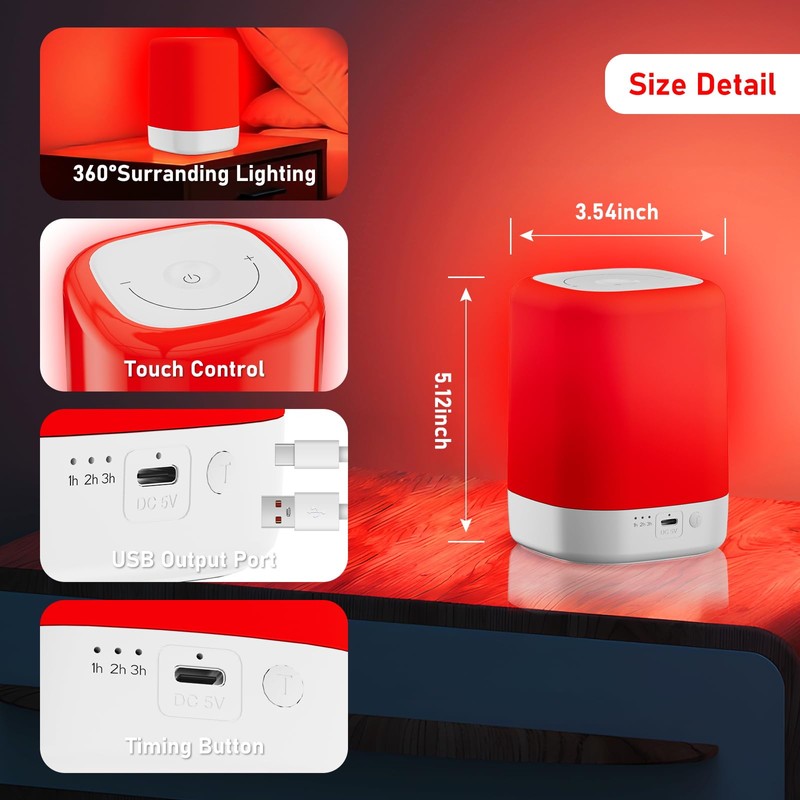Red Light Therapy for Sleep Device, Red Night Lights with