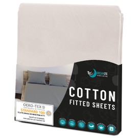 Dreamzie Elasticated Cotton Fitted Sheet, 160 x 200 x 30 cm