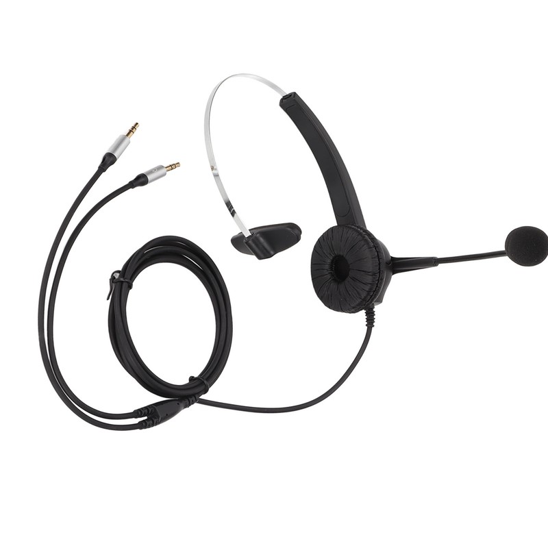 Call Center Headset Mono Noise Cancelling Dual 3.5mm Plug Computer
