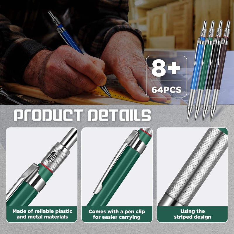 Nezyo 4 Pieces Welder Pencil with 60 Pieces Round Refills