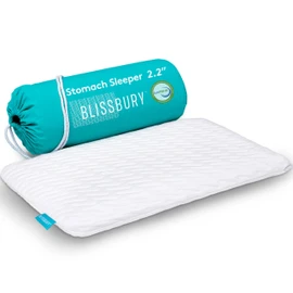 BLISSBURY Thin Pillow for Stomach Sleeper – 2.2" Ultra Flat Memory Foam | Super Thin Low Loft Support for Belly Sleepers | Best Pillow for Neck Alignment and Front-Sleeping Comfort