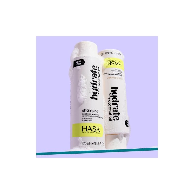 HASK, Hydrate + Coconut Oil, Acondicionador, Hidratación Profunda, Repara Cabello