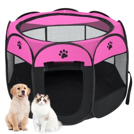 Woucnd Pet Cat Playpen for Indoor Cats Enclosed, Portable Foldable Dog Playpen Outdoor with Zipper Top Cover Door for Dogs, Cats, Small Animals