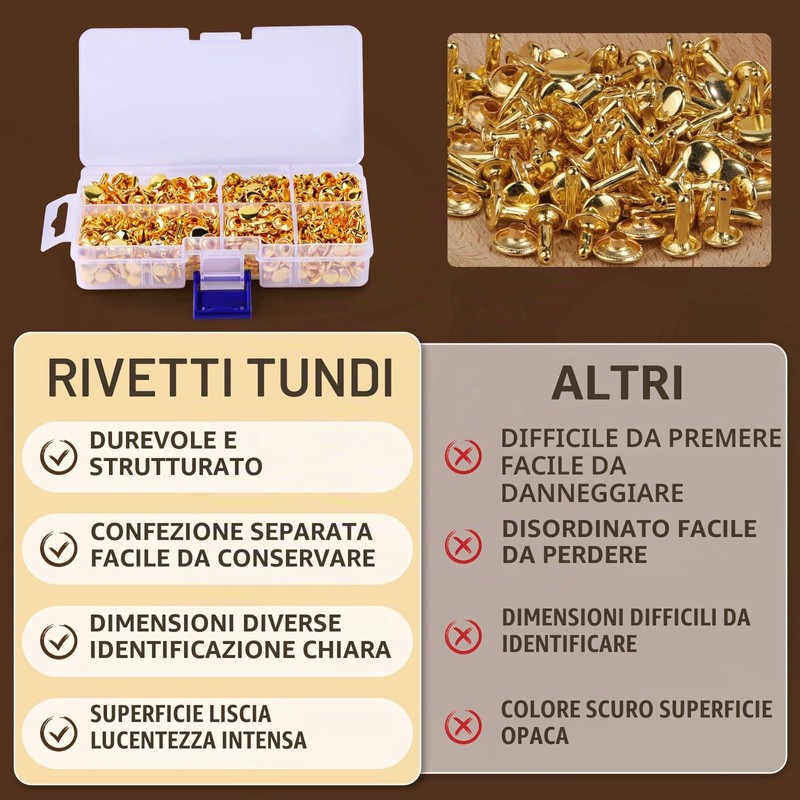 Tundi Set di 300 rivetti cavi, in 3 misure, in