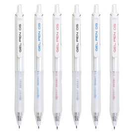 HeTaoCat Retractable Gel Pens, 0.5mm Fine Point, Quick Drying, Writing Drawing, Black ink gel pens, Box of 6 Pens (White)