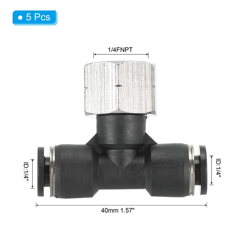 PATIKIL Female Branch Tee 1/4 Inch Tube OD x 1/4FNPT
