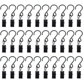 60 Pcs Party Light Hanger with Hook & Alligator Clip - Curtain Clips Curtain Hook Hanging Clamp Hooks Hanger Clips Outdoor Lighting Hooks - Home, Outdoor & Party Supplies (Black)