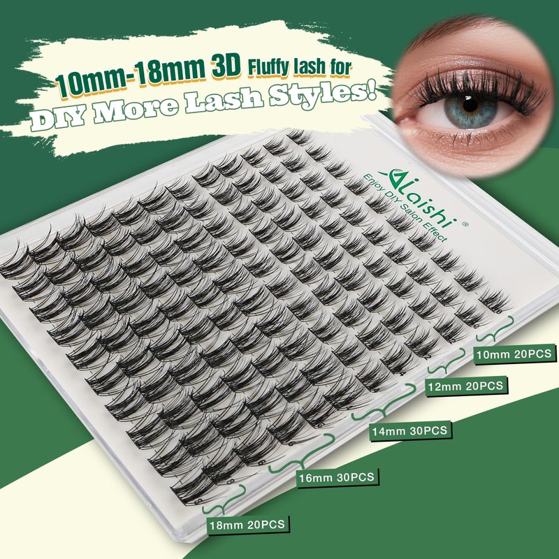AILAISHI Lash Clusters Kit, DIY 3D Cluster Eyelash Extensions 10‑18mm,120pcs