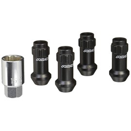 RAYS 17HEX Racing Lock Set, M12 x 1.5 BK (Black), 1.9 inches (48 mm), Long Type, 74130000250BK