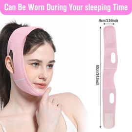 V Line Lifting Mask, Reusable Double Chin Reducer for Women & Men, V-Shaped Jawline Shaper, Face Slimming & Jawline Sculpting, Double Chin Strap for Sleeping, Comfortable & Adjustable Design (Pink)