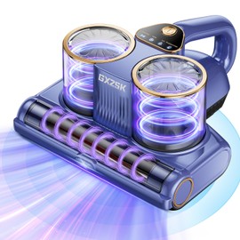 Gxzsk Mattress Vacuum Cleaner, 16kPa Bed Vacuum Cleaner with 253.7nm UV-C Light, Ultrasonic & 140℉ Heating, Dual Cup & Widen Suction Port Handheld Vacuums for Bed, Sofa, Couch, Crib (500W, Corded)