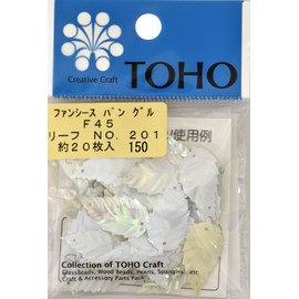 TOHO No. F45-201 Spangle Leaf Approx. 1.0 x 0.5 inches (25 x 12 mm), White Aurora, Approx. 20 Sheets