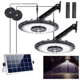 INDARUN Solar Shed Light Up to 3000LM, Outdoor Indoor Motion Sensor IP65 Waterproof with 5 Modes & Remote, Pendant Light for Outside Gazebo, Garage, Patio