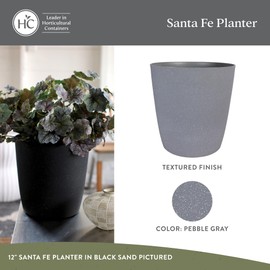 The HC Companies Santa Fe Round Self-Watering Pot - Lightweight Plastic Planter for Herbs & More - Durable Plant Pots for Indoor Plants & Outdoor Plants (12” Pebble Gray, Pack 2)
