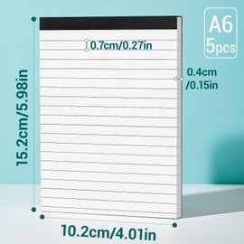 TXXATX Notizblock Klein A6 Notizblöcke Schreibblock Liniert 5 Stück Mini Notizblock 30 Blatt pro Block Nachfülleinlagen Abreißblock Notizzettel für Schule Büro Haushalt Memo Tagebuch To Do Liste