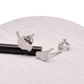 925 Sterling Silver Finch Bird Earrings studs, Screw Back Earrings for Women, White Gold Plating