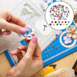 WELANE Paper Fasteners, 200 PCS Colorful Metal Brads Fasteners for DIY Crafts, Scrapbooking, School Office Project (Flower & Heart)