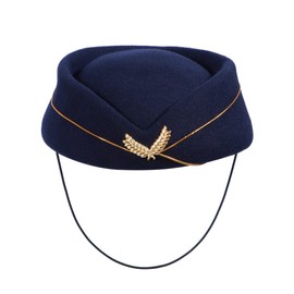 WRITWAA Sombrero de azafata de aire para mujer, azafata de lana para disfraz, accesorios de disfraz de cosplay, rendimiento musical, talla (azul), Azul, 56-58cm