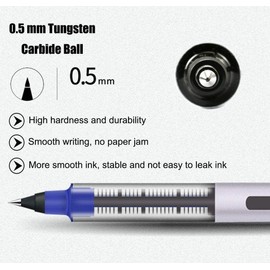 Blue Rollerball Pens, 12 PCS Blue Pens, 0.5mm Extra Fine Point Pens, Quick-Drying Ink Rolling Ball Pens, School Pens, Liquid Ink Pens for Office, Home, Company, School (Blue)