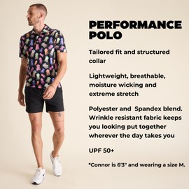 Chubbies Performance Mens Polo Stretchy, Breathable Golf Polo Mens Polo Shirts Short Sleeve (Don't Be Jelly, X-Large)