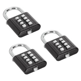 PATIKIL 8 Digit Button Combination Padlock, 3 Pack 4 Position Locking Mechanism Push Button Security Digital Lock for Gym Sports Locker Cabinet Toolbox, Black