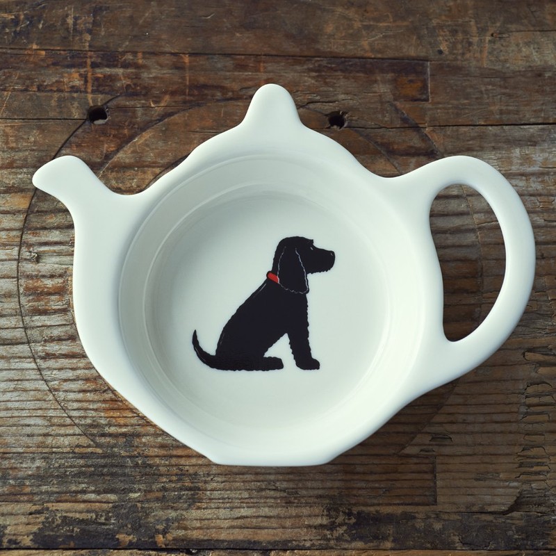 Sweet William Teabag Dish, Teapot Shape, Cocker Spaniel Black