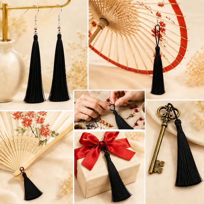 Bookmark Tassels, 100 Pcs Black Silky Floss Bookmark Tassels, Mini