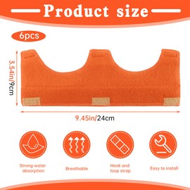 Hard Hat Sweatband,Reusable Cotton Hard Hats Liner With Hook And Loop For Chainsaw Helmet,HardHat Sweat Bands Replacement,Welder Helmet,Hard Hat Accessories,Orange(6PCS)