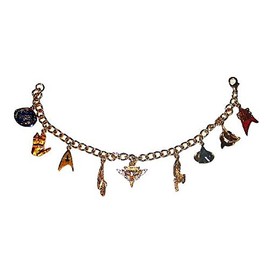 New Horizons Production Star Trek Gold toned Assorted 9 Metal Charms BRACELET