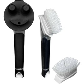 The Original Smiling Sponge Handle for Soap Dispenser for Scrub Daddy Sponge and Smilyeez Dish Wall (Black and Black)