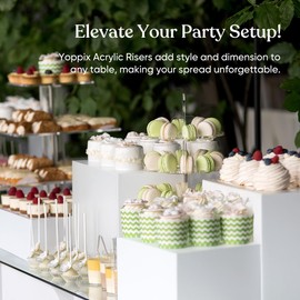 YOPPIX 15.7" Extra Large Size Buffet Risers, Food Risers for Buffet Table, Display Stand Shelf for Catering Dessert Collectibles Jewelry Figures Show, Acrylic Cube Display Nesting Risers