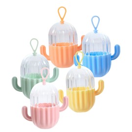 CAXUSD 5pcs Makeup Sponge Storage Boxes Portable Cosmetic Sponge Holder for Daily Use Easy Organization Dustproof Design Transparent Cactus Style for Beauty Essentials