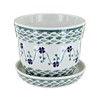 Blue Rose Polish Pottery Sage Floral Medium Flower Pot