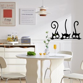 AINIUNIU Set of 4 Black Cat Wall Stickers, Black Cat Wall Decoration, Funny Cat Wall Stickers, Suitable for Living Room, Bedroom, Children's Room, Bathroom Decorative Stickers