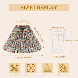 2pcs Pleated Lamp Shade, Modern Printing Flowers Lampshades for Table Lamps Floor Lamps, Barrel Lampshade Replacement for Bedroom, Cute Lamp for Living Room Home Office Decor