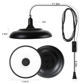 HOREVO Plug in Pendant Light Hanging Lamp Fixture for Kitchen Island 18W Farmhouse Adjustable Pendant Lighting with Color Change for Kitchen, Bar, Dining Room, Bedroom, Living Room, Entryway, Garage