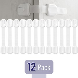 Bates Choice Bates- Child Safety Strap Locks, 12 Pack, White Baby Cabinet Locks, Toilet Locks Baby Proof, Child Proof Drawer Locks, Cabinet Baby Locks for Cabinets, Child Proof Cabinet Locks, Drawer Child Locks
