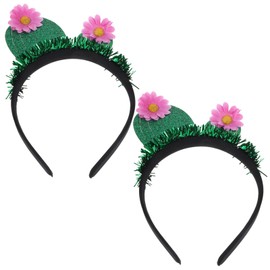 minkissy Pack of 2 Cactus Headbands, Easter Headwear, Hair Accessories for Women, Hawaiian Hair Bobbles for Girls, Cactus Blossom Artificial Headpiece, Women's Party Dress, Felt Fabric, Banquet Scarf