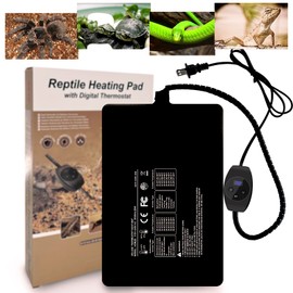 FIPASEN Reptile Heating Pad with Digital Thermostat, 8x12 Inch Under Tank Heat Pad for Reptiles/Tortoise/Snakes/Lizard/Gecko/Hermit Crab/Frog/Spider/Insect Breeding - Upgraded Terrarium Heating Pad
