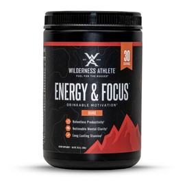 Wilderness Athlete - Energy & Focus | Energy Pre Workout for Women & Men - Energy Powder Drink Mix with Natural Caffeine - Low-Carb, Zero Sugar, No Crash Workout Powder - 30 Serving Tub (Orange)