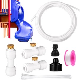 Pool Slides Water Tubing Kit, 2 Styles Water Slide Spray Nozzles with 19.7ft Hose, 3/4in Faucet Adapter, Hose Connector, Zip Ties, PTFE Tape, for Inground Swimming Pool (White)