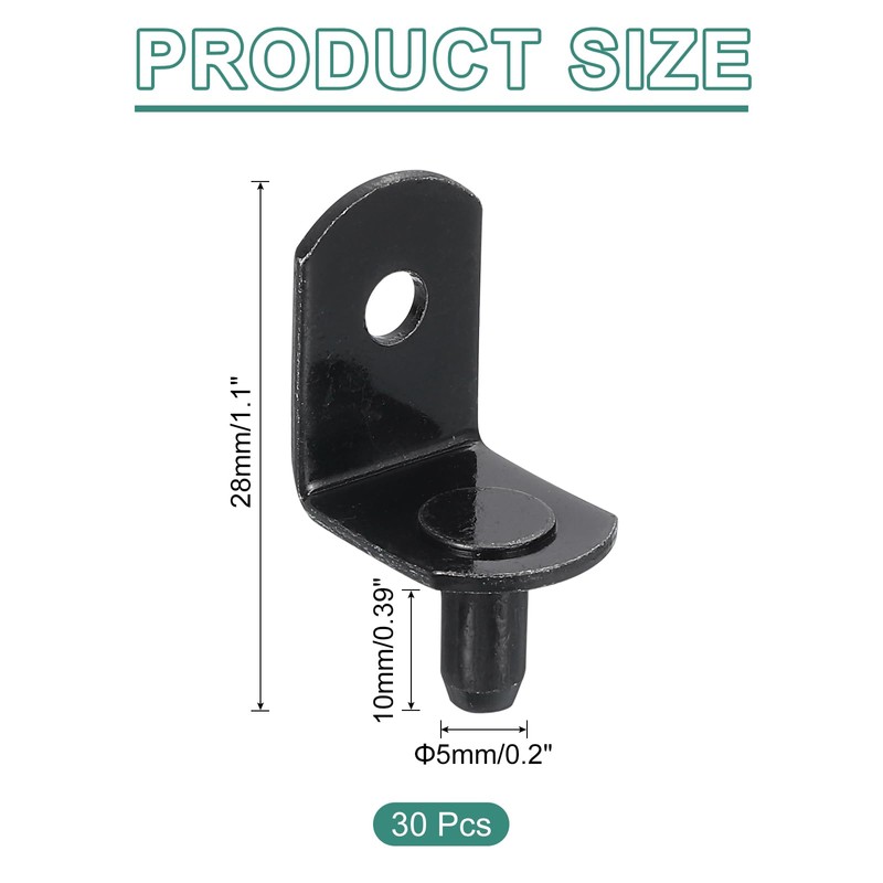 sourcing map 30Pcs Shelf Support Pegs, 5mm L-Shaped Bracket with