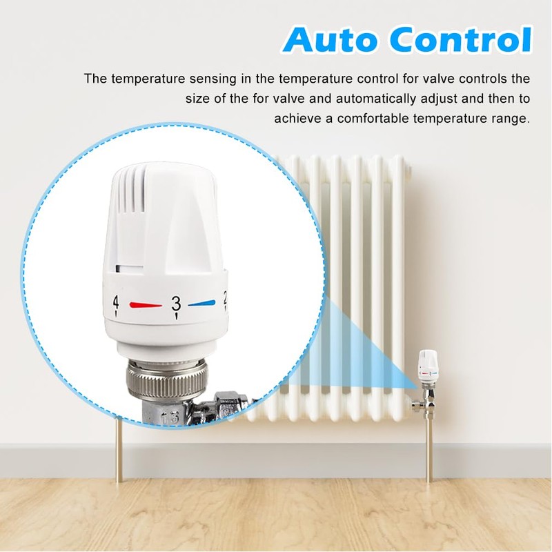 2Pcs Thermostatic Radiator Valve Head, M30 X 1.5 TRV Radiator