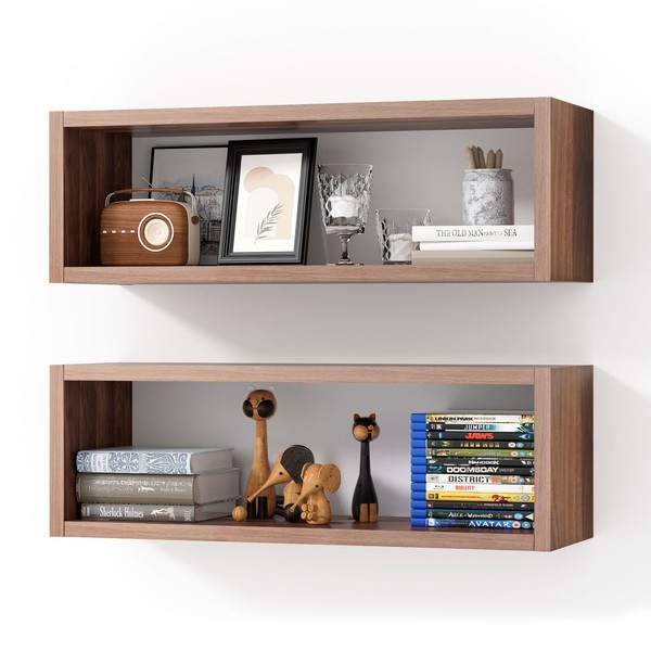Kaboon 24in Floating Cube Shelves Set of 2, Display Shelves