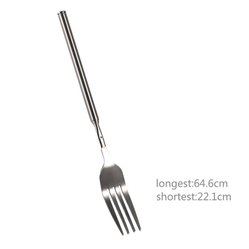 Extendable Fork, Stainless Steel BBQ Telescopic Forks, 8.7-25.4Inch Dessert Fork