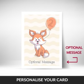 Fox 2nd Birthday Card for Girl - Adorable 2yr Bday Cards for Little Girls Age 2 - Her 2nd Birthday Card for Daughter, Granddaughter, niece, goddaughter