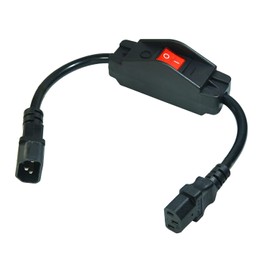 IEC 320 C14 a C13 Cable de alimentación corto resistente con interruptor de encendido/apagado, cable de extensión estándar para computadora, cable de extensión macho hembra de 3 pines con interruptor