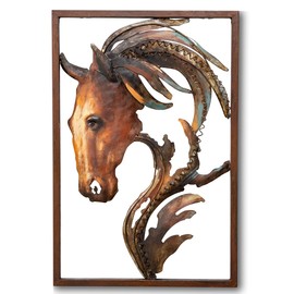 GAUMAANLEI Unique Handcrafted Metal Horse Head Wall Art, Artistic Hand Painted Modern Metal Horse Head Wall Decor for Home Office Living Room Bedroom Horse Lovers, 23 x 15.5 x 0.8 Inches