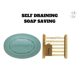 Perdy Good Lightfoot's Pine Soap for Men (3 Bars) All Natural Pine Scented Mens Athletic Soap for Body or Hands and One (1) Bamboo Holder